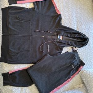 Reebok lightweight Gray and Pink Hooded jacket and drawstring pants